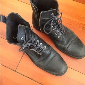 Black leather boots